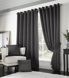 Luxury Living Adiso Eyelet Ring Top Curtains Charcoal - thumbnail 1