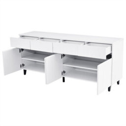 Abrihome Highboard Storage Cabinet With 4 Drawers & 4 Doors, Adjustable Shelf Sideboard For Living Room & Kitchen, White - thumbnail 5