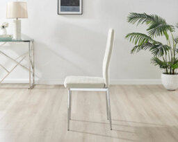 Furniturebox Uk Novara Chrome Metal Round Glass Dining Table And 4 Cream Velvet Milan Chairs - thumbnail 9