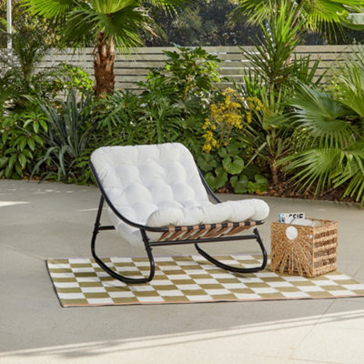 Home Detail Marbella Black Rocking Chair, Ivory Cushions - image 1