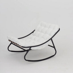Home Detail Marbella Black Rocking Chair, Ivory Cushions - thumbnail 4