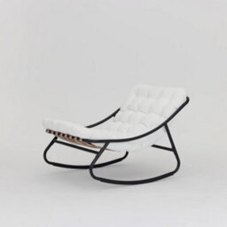 Home Detail Marbella Black Rocking Chair, Ivory Cushions - thumbnail 3