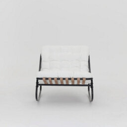 Home Detail Marbella Black Rocking Chair, Ivory Cushions - thumbnail 2