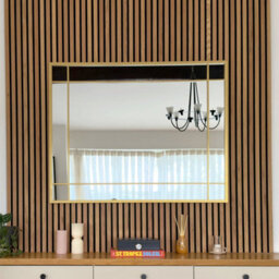 Jōbū Jobu Home - Aimi - Gold Metal Rectangle Window Mirror - 120Cm X 95Cm - thumbnail 6