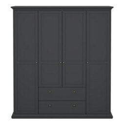 Furniture To Go Paris 4 Door Wardrobe With 2 Drawers In Matt Grey - thumbnail 2