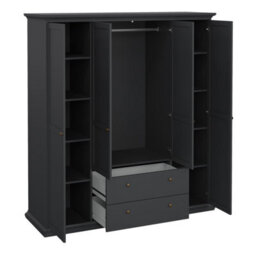 Furniture To Go Paris 4 Door Wardrobe With 2 Drawers In Matt Grey - thumbnail 5