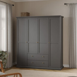 Furniture To Go Paris 4 Door Wardrobe With 2 Drawers In Matt Grey - thumbnail 8