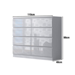 Fwstyle 8 Drawer White Chest Of Drawers Gloss Fronts - thumbnail 5
