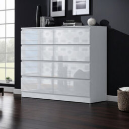 Fwstyle 8 Drawer White Chest Of Drawers Gloss Fronts - thumbnail 1