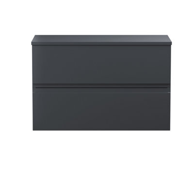 Hudson Reed Urban Soft Black Wall Hung 2 Drawer Vanity Unit And Worktop With Silent Close, 518 X 810 X 390 - image 1