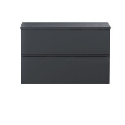 Hudson Reed Urban Soft Black Wall Hung 2 Drawer Vanity Unit And Worktop With Silent Close, 518 X 810 X 390 - thumbnail 1