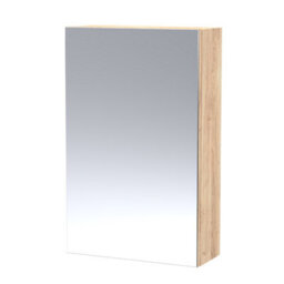 Hudson Reed Fusion Wall Hung 1 Door Mirror Cabinet, Soft Close, Mfc Bleached Oak, Contemporary, 450X182X715mm - thumbnail 2