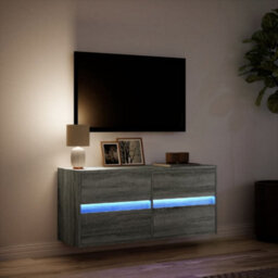 Berkfield Tv Wall Cabinet With Led Lights Grey Sonoma 100X31X45 Cm - thumbnail 5