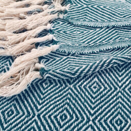 Ehc Luxury Reversible Super Soft Cotton Diamond Large Throw For Sofa, Double Bed , Armchair - Peacock, 150 X 200 Cm - thumbnail 6