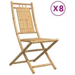 Berkfield Folding Garden Chairs 8 Pcs 46X66X99 Cm Bamboo - thumbnail 2