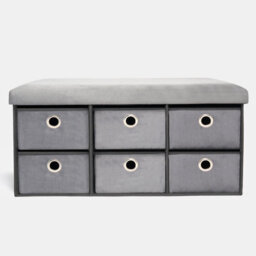 OHS Storage Cube Unit 6 Draw Ottoman Space Saving Velvet Chest Shoe Organiser - thumbnail 1