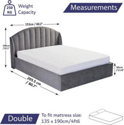 Home Treats Ottoman Bed Frame Double Velvet Winged Headboard With Pocket Sprung & Memory Foam Mattress - thumbnail 5