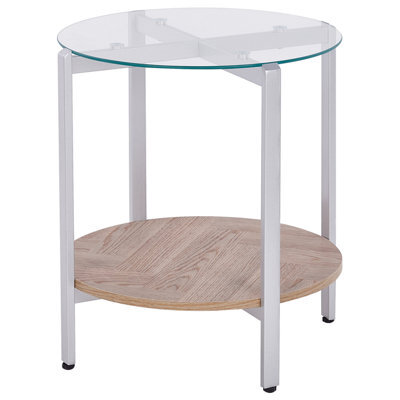 Beliani Side Table Lovell Tempered Glass Silver - image 1