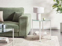 Beliani Side Table Lovell Tempered Glass Silver - thumbnail 2