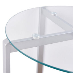 Beliani Side Table Lovell Tempered Glass Silver - thumbnail 4