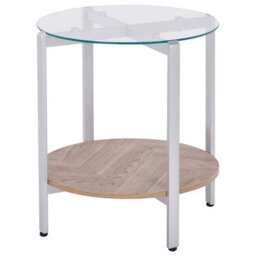 Beliani Side Table Lovell Tempered Glass Silver