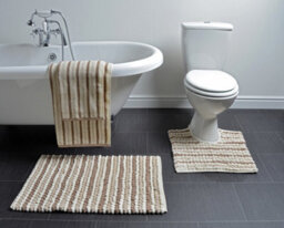 Allure Bath Fashions Striped Chunky Bobble Pedestal Toilet Mat - Natural - thumbnail 2