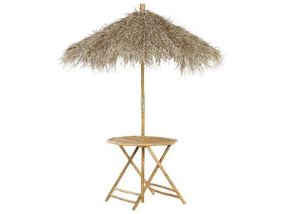 Beliani Bamboo Bistro Folding Parasol Table Natural 85 X 80 Cm Outdoor Coffee Table - image 1