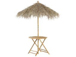 Beliani Bamboo Bistro Folding Parasol Table Natural 85 X 80 Cm Outdoor Coffee Table - thumbnail 1