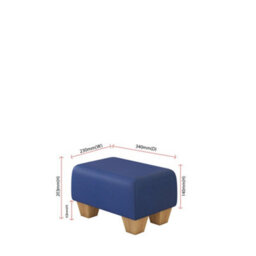 Cornflower Blue Natural Wood Chunky Legs Faux Leather Small Footstool  Handmade Uk By Footstools Direct - thumbnail 2