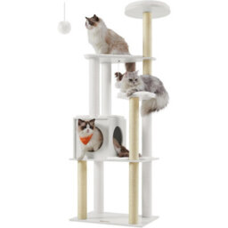Songmics Cat Tower, Stylish Cat Condo, Indoor Cat Furniture With 5 Scratching Posts, Removable Washable Cushions, Cloud White - thumbnail 8