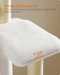 Songmics Cat Tower, Stylish Cat Condo, Indoor Cat Furniture With 5 Scratching Posts, Removable Washable Cushions, Cloud White - thumbnail 5