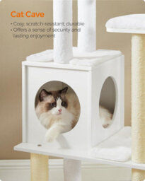 Songmics Cat Tower, Stylish Cat Condo, Indoor Cat Furniture With 5 Scratching Posts, Removable Washable Cushions, Cloud White - thumbnail 6