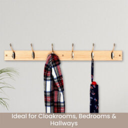 Keypak Coat Rack Wall Mounted Polished Brass 6 Double Hooks - Solid Pine Rack 69Cm Clothes Hanger For Hallway, Bedroom, Bathroom - thumbnail 5