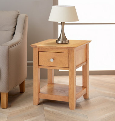 Hallowood Furniture Hereford Oak Small Lamp Table With Drawer - image 1