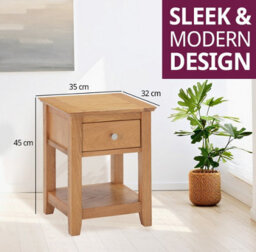 Hallowood Furniture Hereford Oak Small Lamp Table With Drawer - thumbnail 3