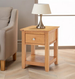 Hallowood Furniture Hereford Oak Small Lamp Table With Drawer - thumbnail 1