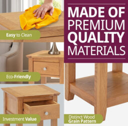 Hallowood Furniture Hereford Oak Small Lamp Table With Drawer - thumbnail 4