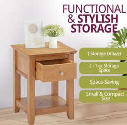Hallowood Furniture Hereford Oak Small Lamp Table With Drawer - thumbnail 5