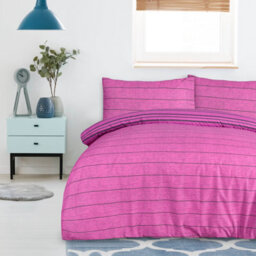Smart Living Luxury Reversible Polycotton Easy Care Bedding Quilt Cover, Textured Duvet Cover Set, Bed Covers - Textured Stripe - thumbnail 2