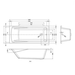 Homestylestore White 1600 X 700mm Bathroom Single Ended Square Bath - thumbnail 3