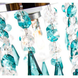 Happy Homewares Modern Waterfall Design Pendant Shade With Clear/teal Acrylic Drops And Beads - thumbnail 3