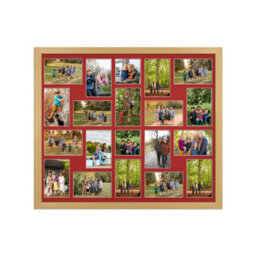 AK Frames 80X70Cm Country Pine Classic Multi Photo Frame With Crimson Mount - Holds 20 Apertures (18X) 6X4, (2X) 4X4 Photos