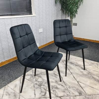 Dining Chairs Set Of 2 Black Tufted Chairs Velvet Chairs Seats Kosy Koala - image 1