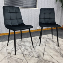 Dining Chairs Set Of 2 Black Tufted Chairs Velvet Chairs Seats Kosy Koala - thumbnail 2
