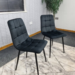 Dining Chairs Set Of 2 Black Tufted Chairs Velvet Chairs Seats Kosy Koala - thumbnail 1