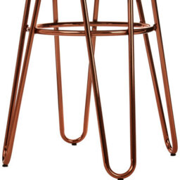 Orsina Contemporary Rose Gold Metal And Black Faux Fur Bar Stool, Hairpin Round Stool, Fur Stool For Kitchen Counter - thumbnail 4