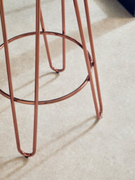 Orsina Contemporary Rose Gold Metal And Black Faux Fur Bar Stool, Hairpin Round Stool, Fur Stool For Kitchen Counter - thumbnail 6