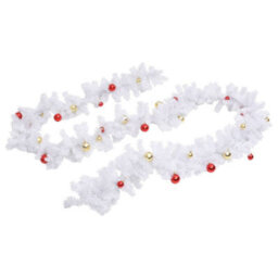Berkfield Christmas Garland Decorated With Baubles White 5 M - thumbnail 4