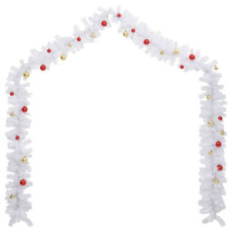 Berkfield Christmas Garland Decorated With Baubles White 5 M - thumbnail 3