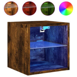 Walplus Tv Wall Cabinets With Led Lights 2 Pcs Smoked Oak 30X28.5X30 Cm - thumbnail 7